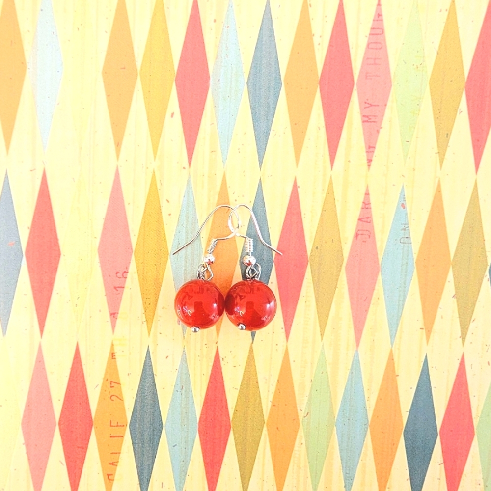 Red Gemstone Drop Earrings